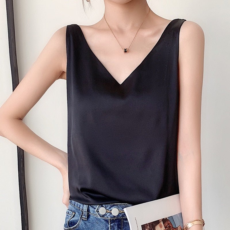 Winifred - Stylish Satin V-Neck Top for Women's