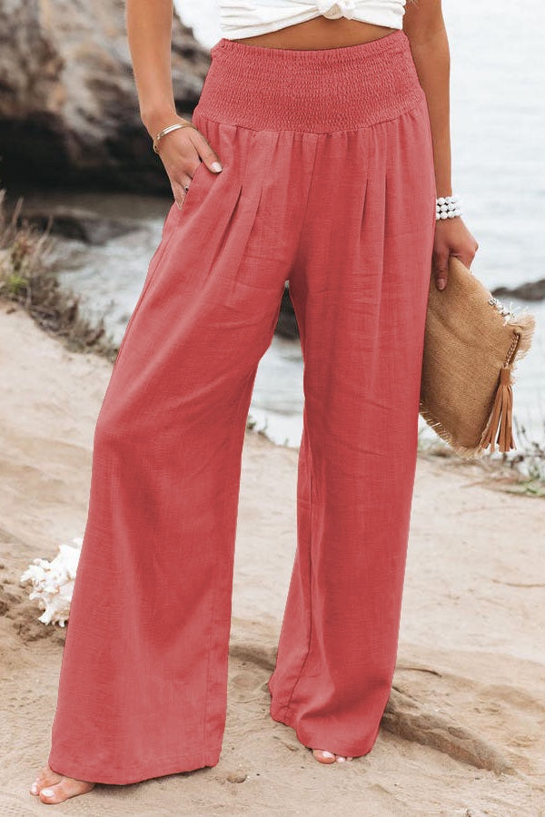 Natalie - Women's High-Waist Trousers with weitem Bein