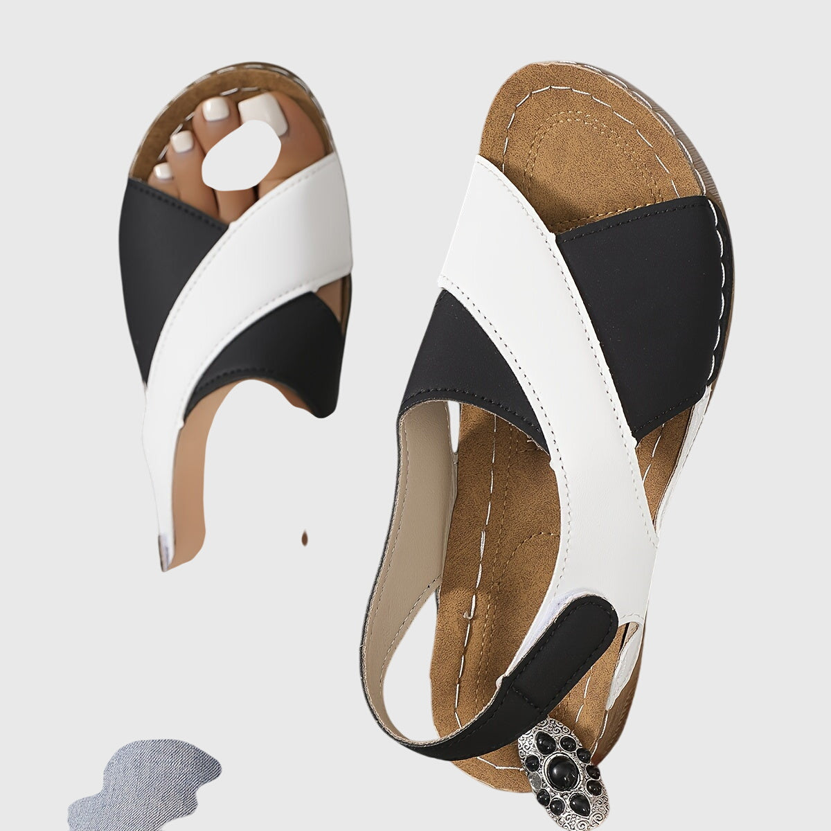 Millie - Women's Casual-Sandals in zweifarbigem Design with offenem Zehenbereich