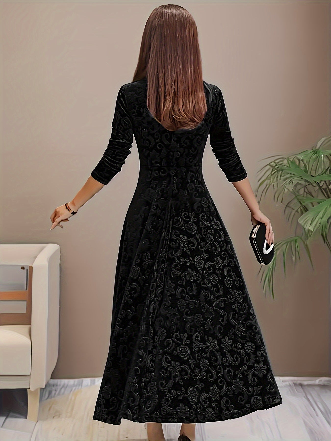 Helen - Women's florales Samt-Dress for formal Occasions