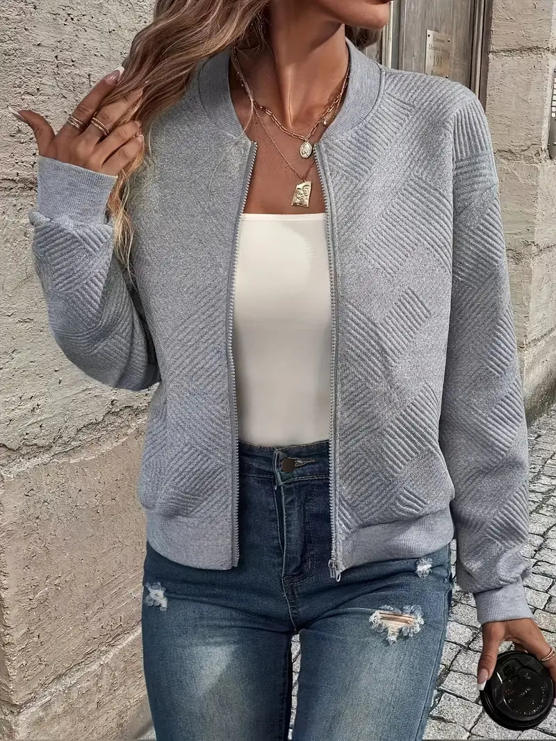 Rachel - Women's Cardigan with Zip and Struktur