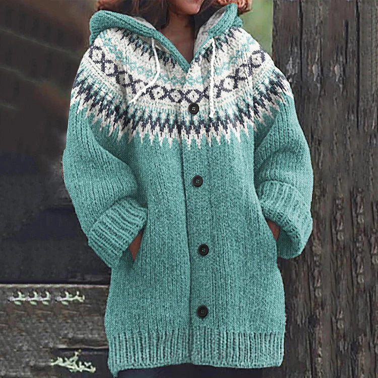 Ava - Fair Isle Kapuzenstrickjacke for Women's