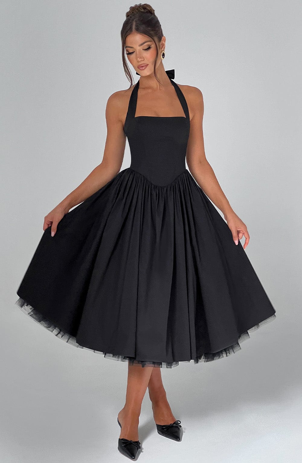 Sheila - Women's Halter Midi Dress for Wedding Guests