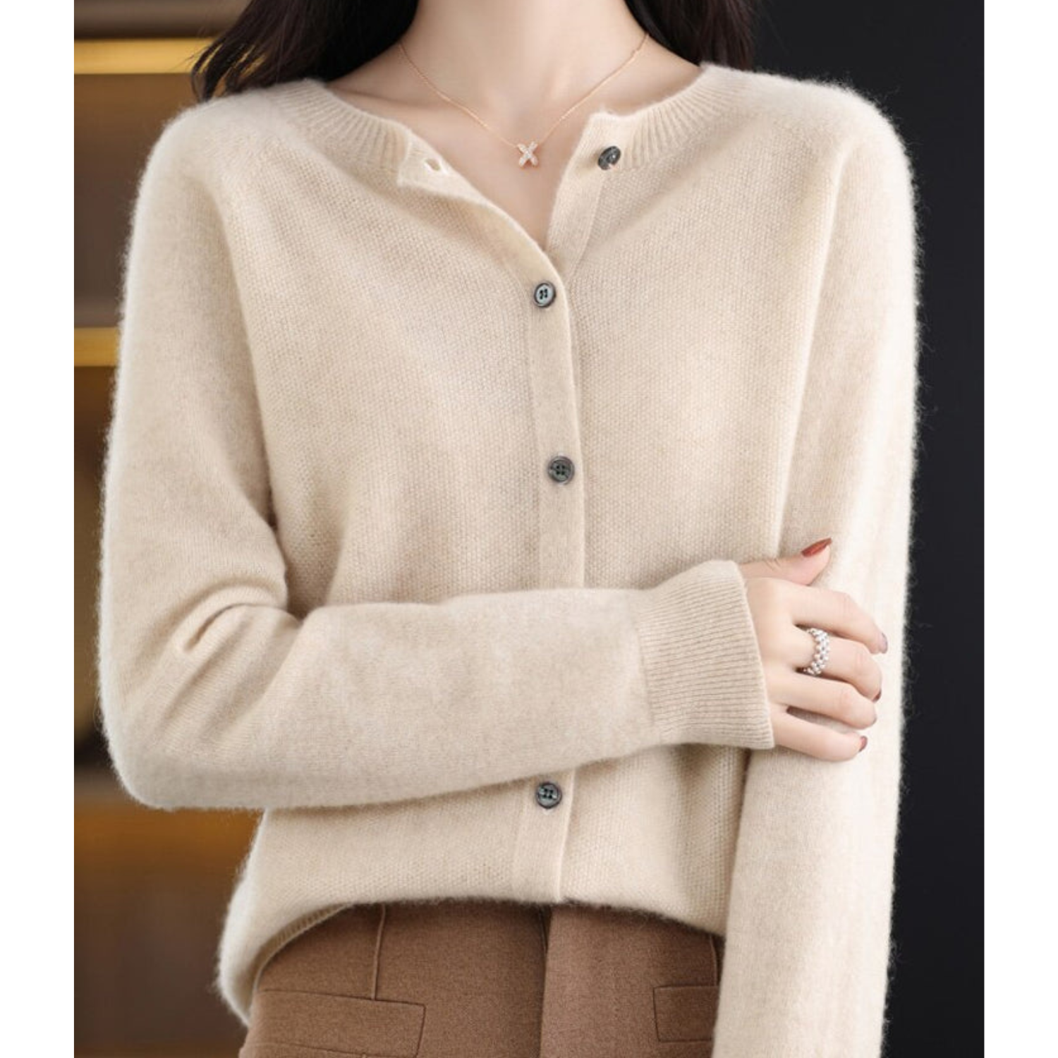 Laura - Women's Cardigan with Classic Button Placket