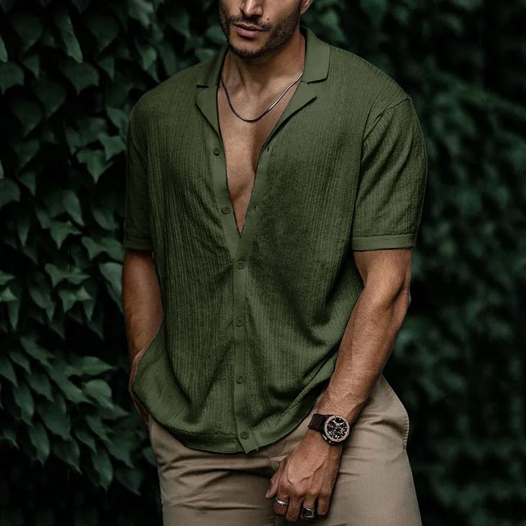 Connor - Men's Casual Short Sleeve Shirt with Button Placket