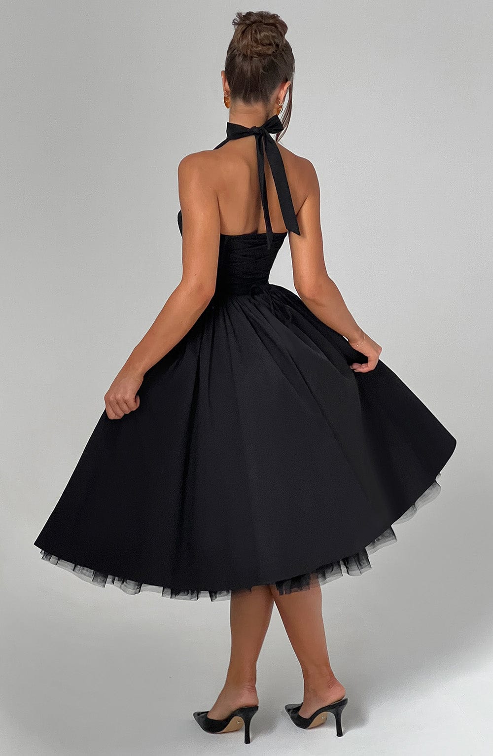 Michelle - Women's Wedding Guest Halterneck Midi Dress