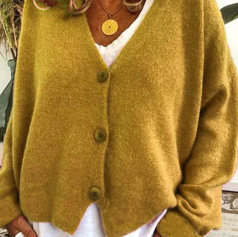 Sophie - Women's Casual-Cardigan with V-Neck and Buttons