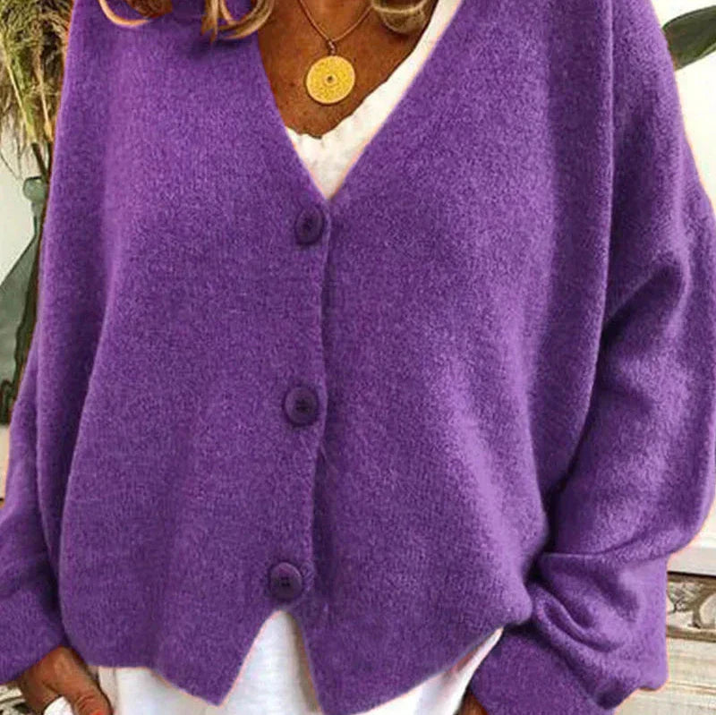 Sophie - Women's Casual-Cardigan with V-Neck and Buttons