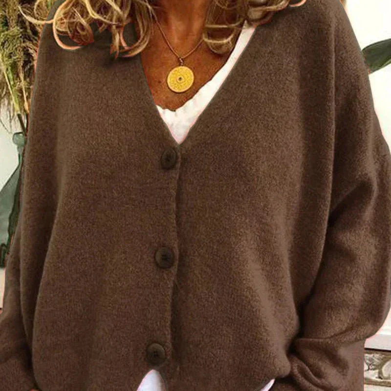 Sophie - Women's Casual-Cardigan with V-Neck and Buttons