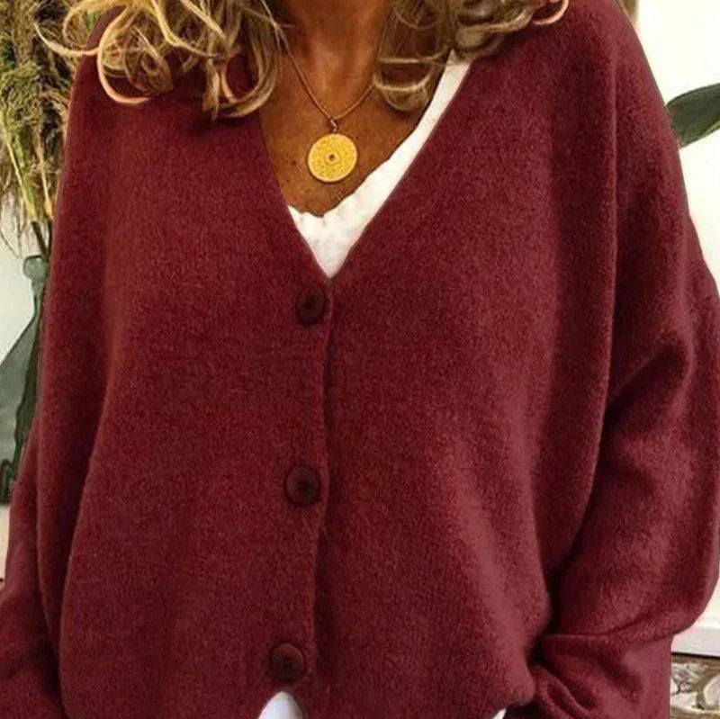 Sophie - Women's Casual-Cardigan with V-Neck and Buttons