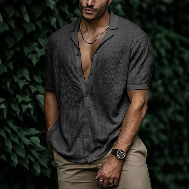 Connor - Men's Casual Short Sleeve Shirt with Button Placket
