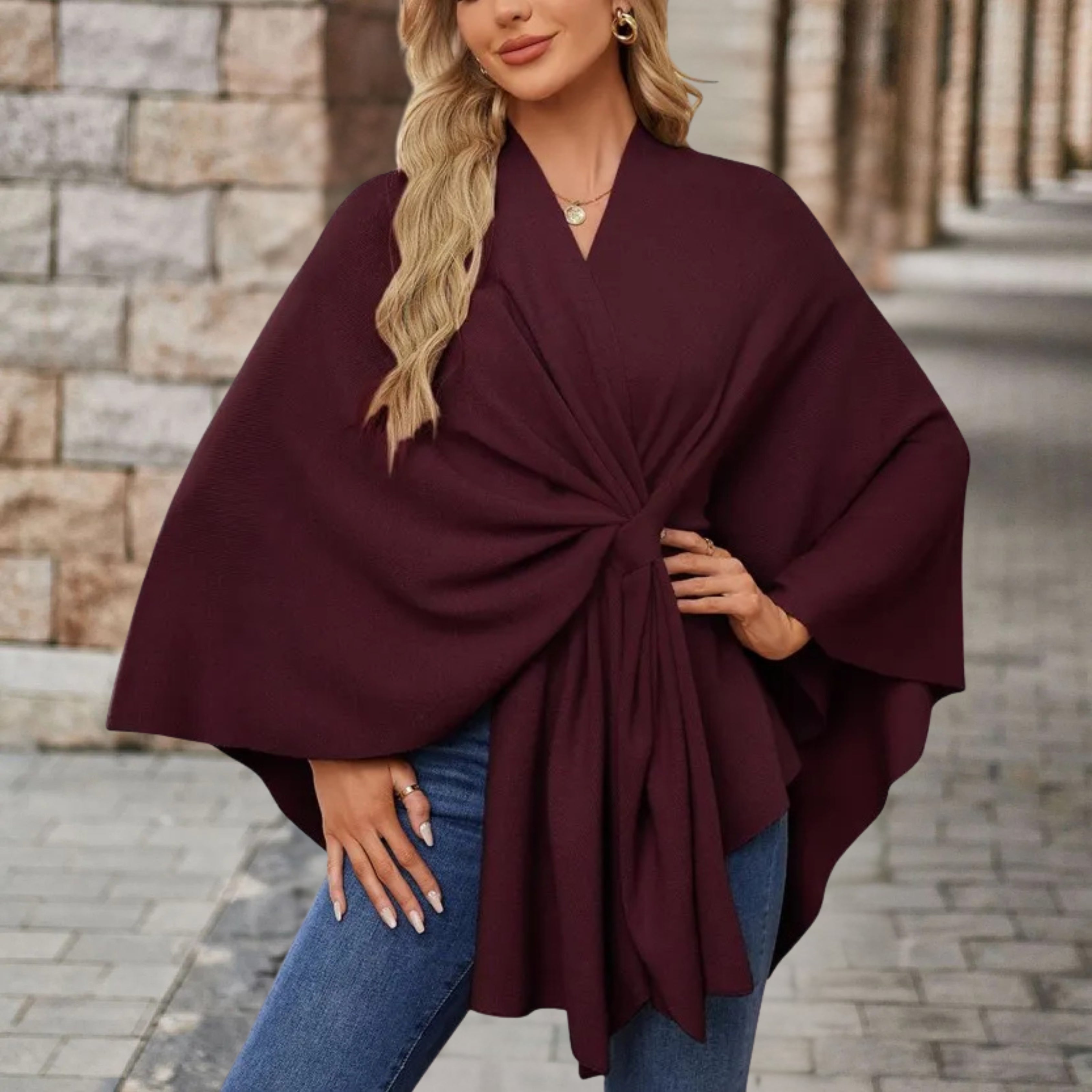 Edith - Women's Top in Cape-Style with Front Knot