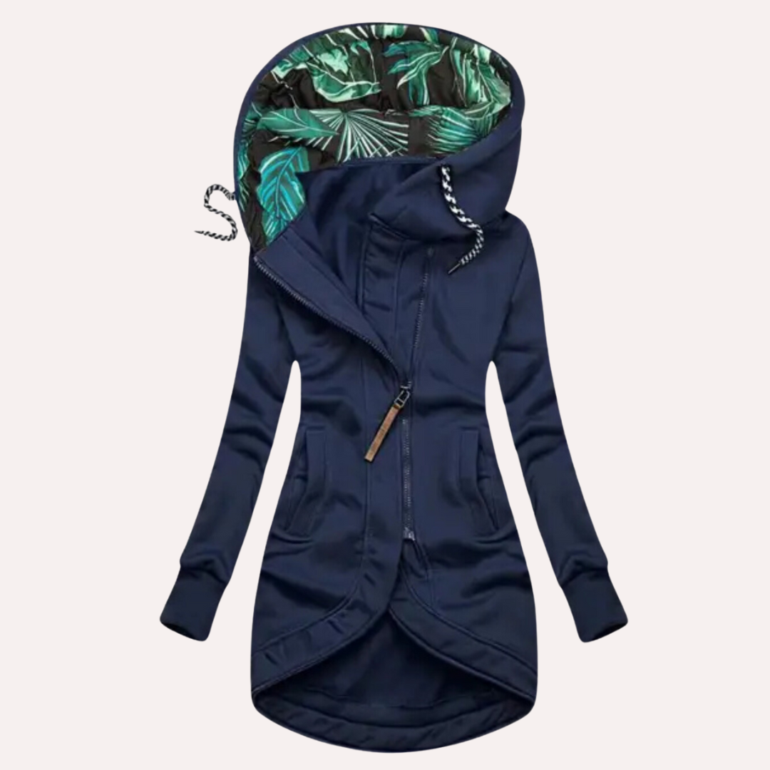 Beth - Women's Casual Hoodie with gemusterter Hood
