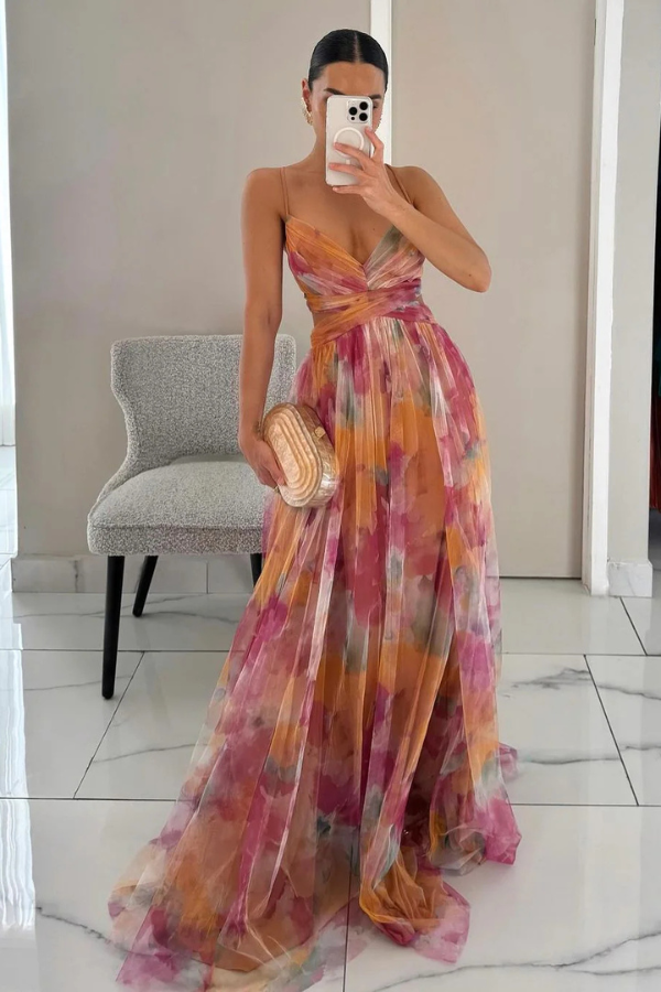 Maxine - Women's Pleated-Maxi-Dress