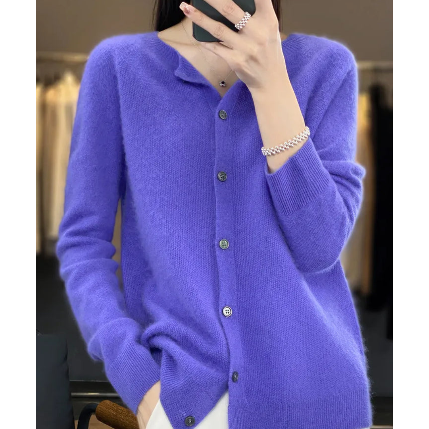 Laura - Women's Cardigan with Classic Button Placket