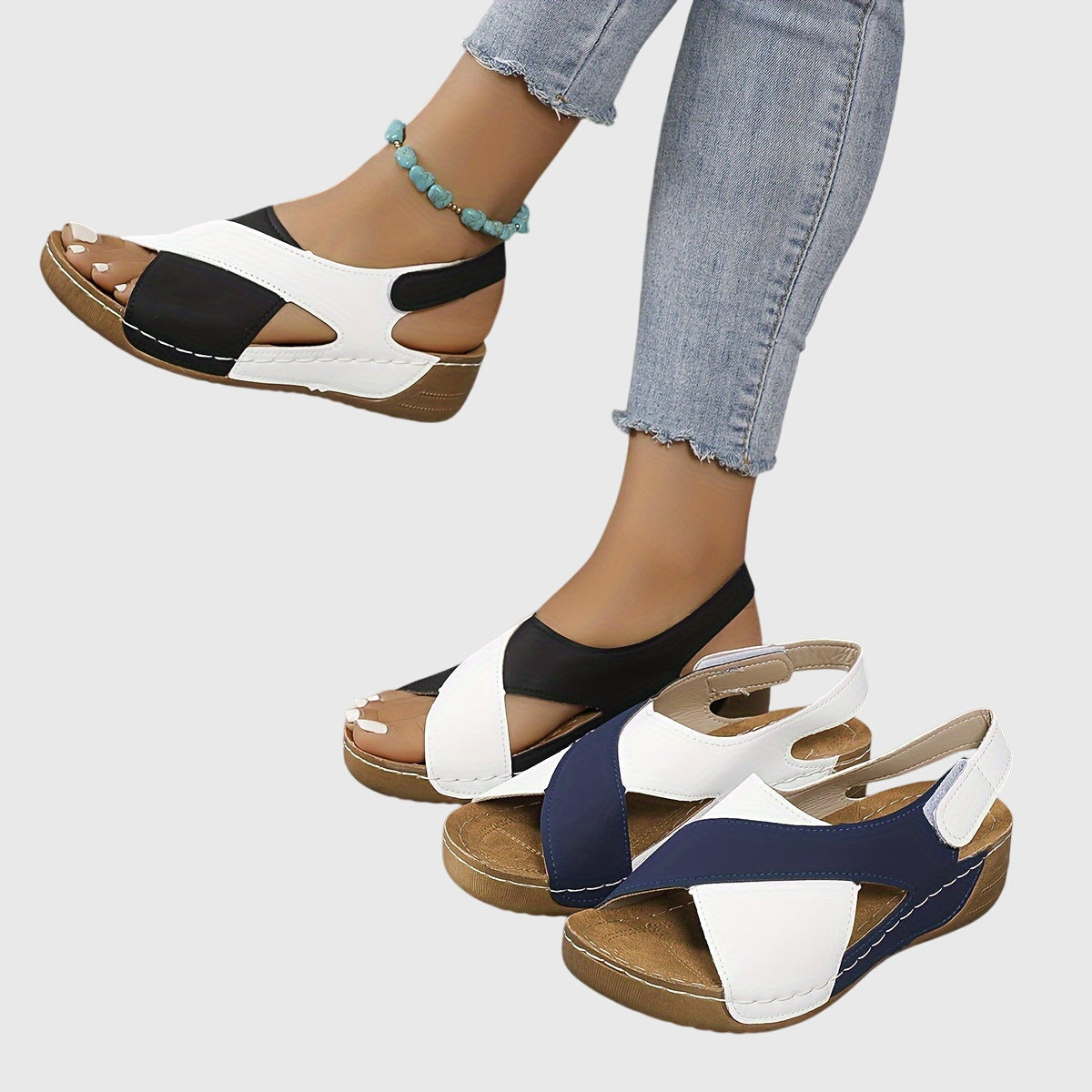 Millie - Women's Casual-Sandals in zweifarbigem Design with offenem Zehenbereich