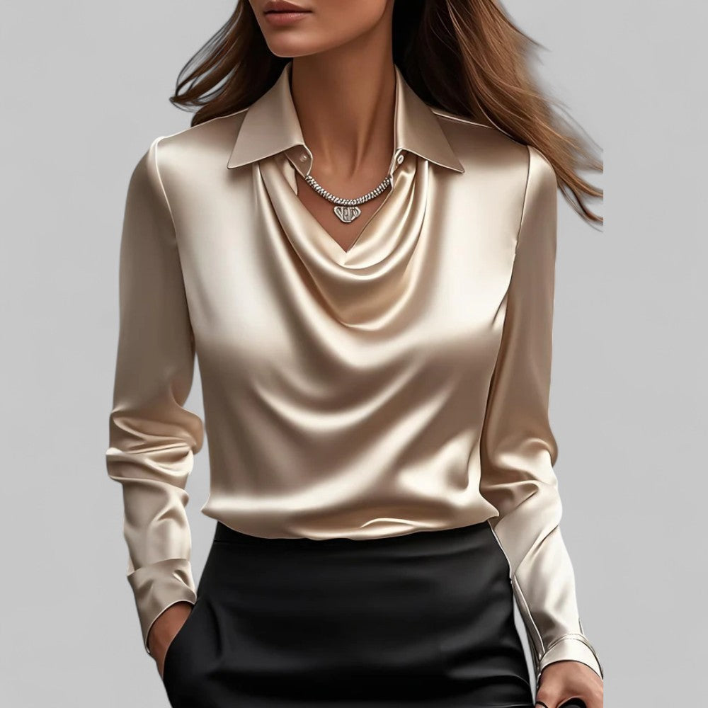 Vera - Elegant Wasserfallausschnitt Satinbluse for Women's