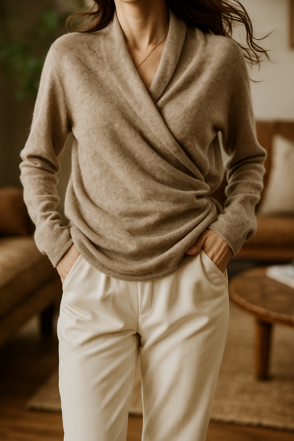 Rachel - Women's Spring Wrap Sweater with V Neckline