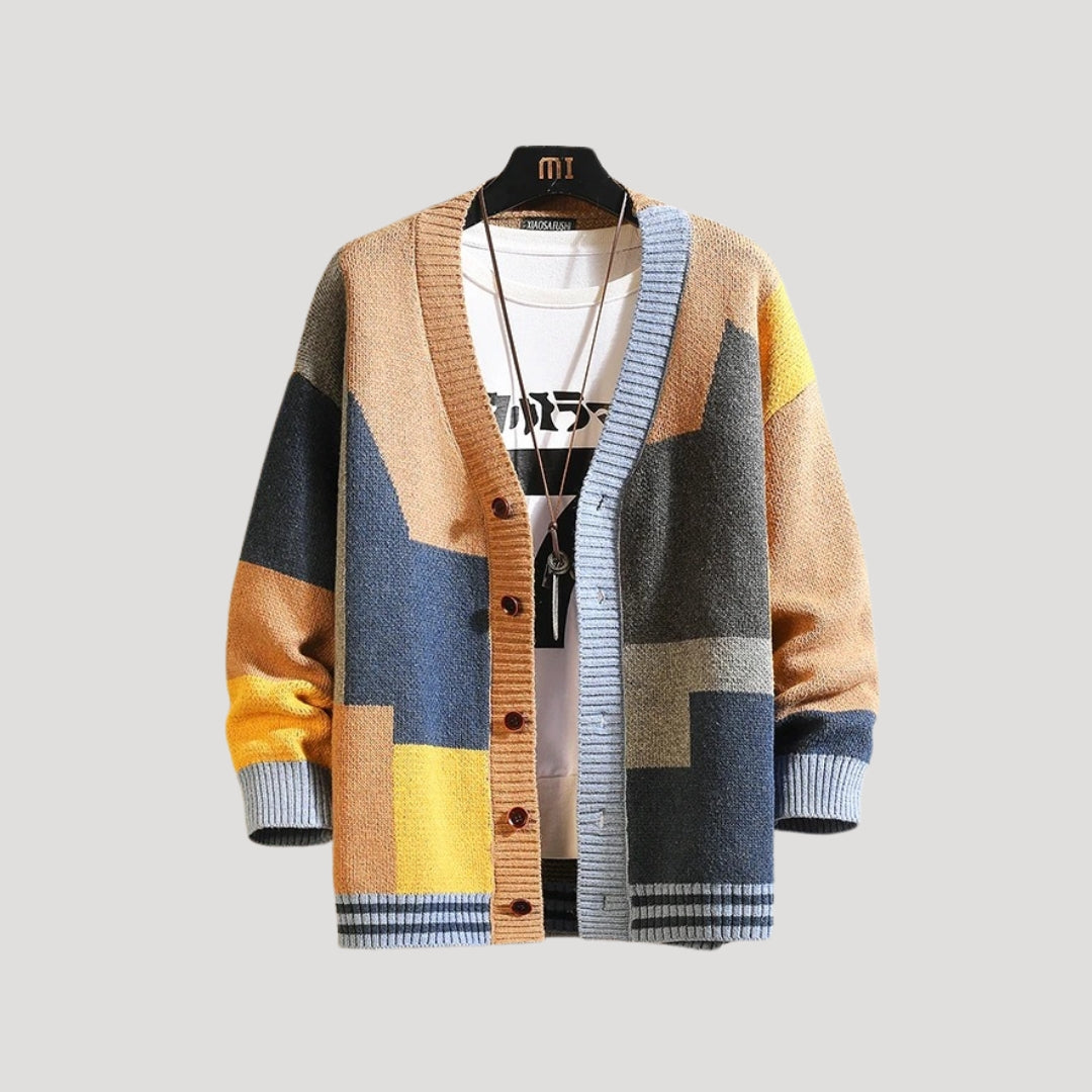 Doris - Women's Spring Colour Block-Knit Cardigan with Buttons