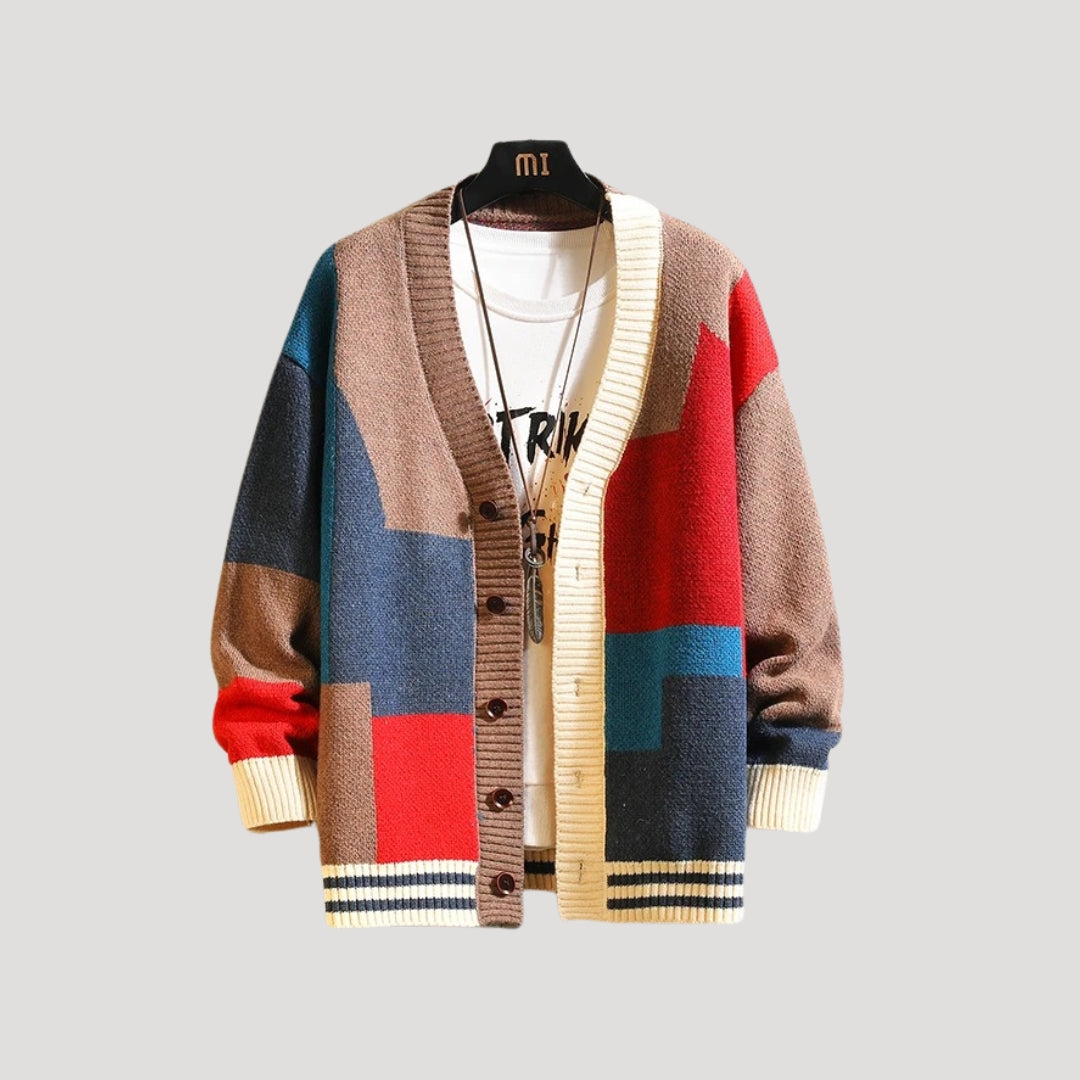 Doris - Women's Spring Colour Block-Knit Cardigan with Buttons