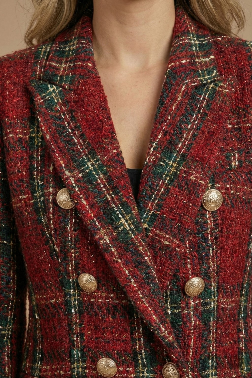 Denise - Women's Checked Doppelreihiges Blazerjacke