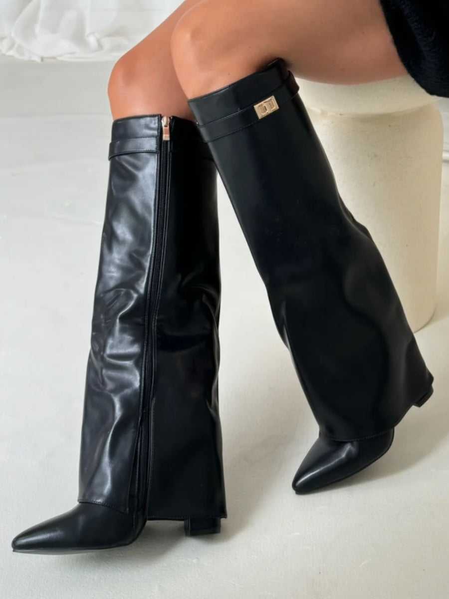 Ava - Women's Over-Knee Boots over-knee with Zip
