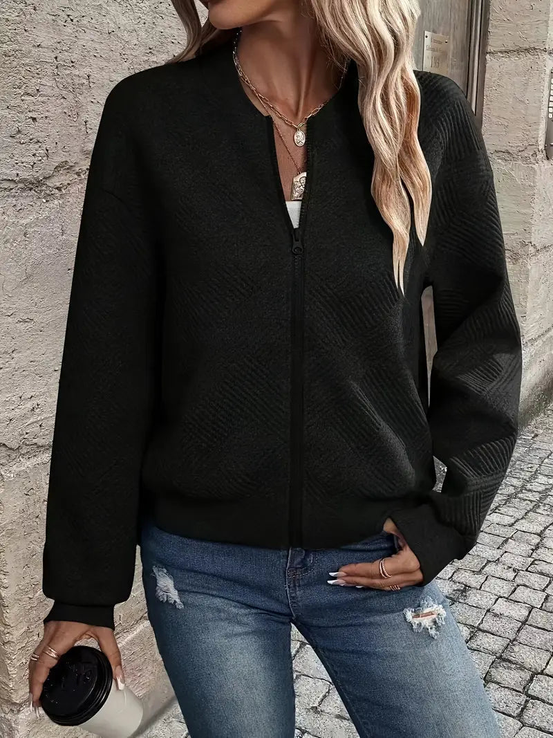Rachel - Women's Cardigan with Zip and Struktur