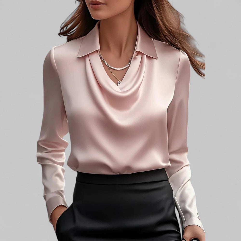 Vera - Elegant Wasserfallausschnitt Satinbluse for Women's