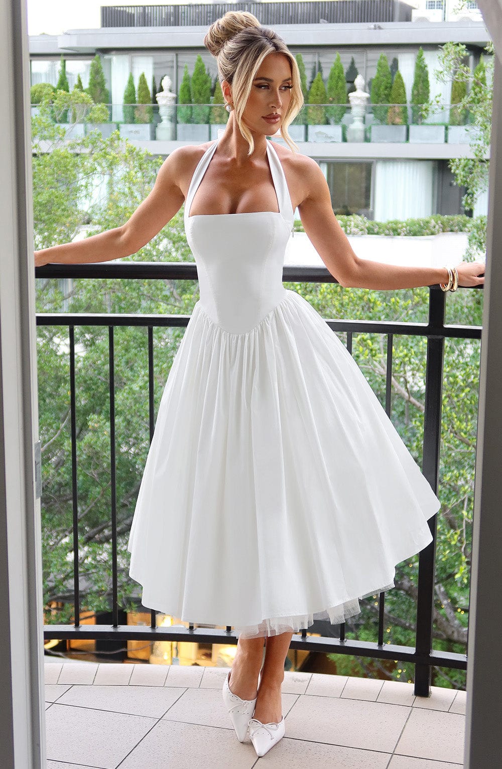 Michelle - Women's Wedding Guest Halterneck Midi Dress