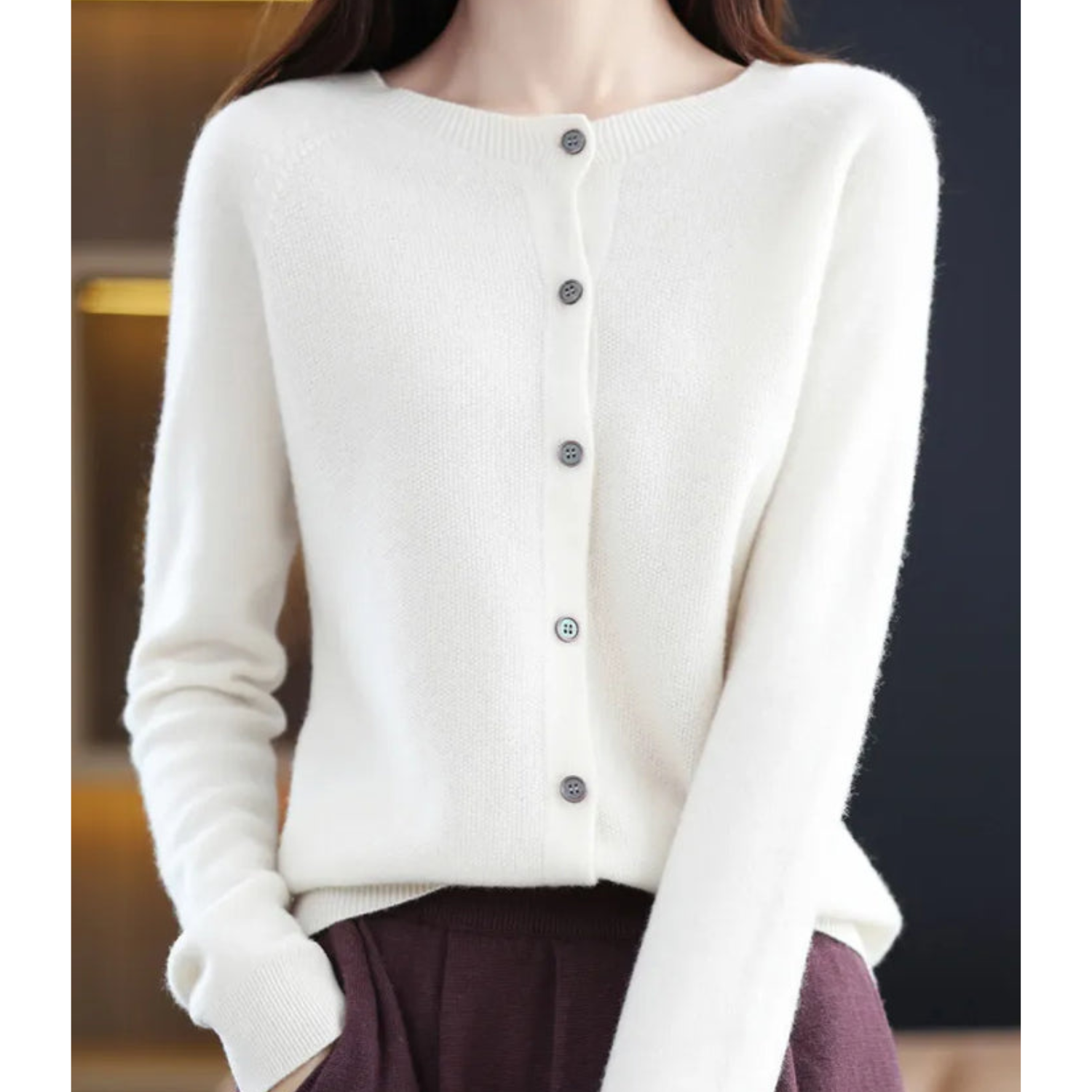 Laura - Women's Cardigan with Classic Button Placket