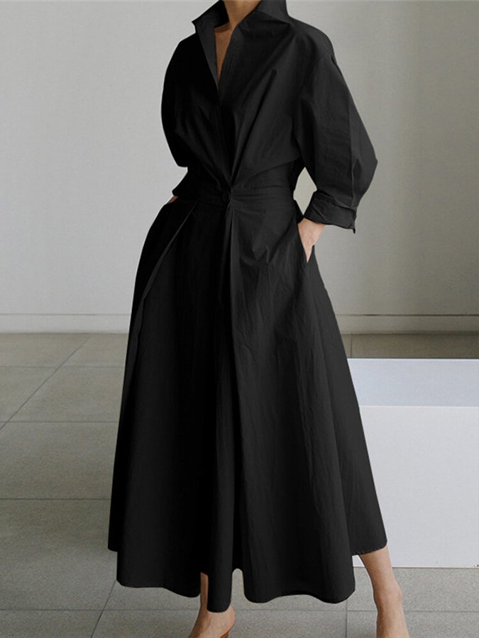 Rachel - Women's Tailliertes Shirt Maxi Dress