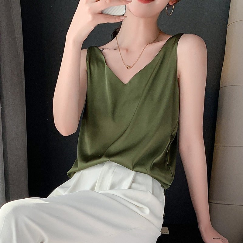 Winifred - Stylish Satin V-Neck Top for Women's