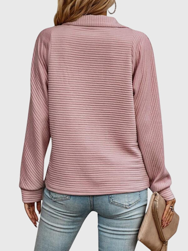 Ellie - Women's Casual Long Sleeve-Sweater with Zip