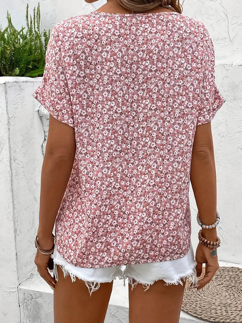 Sophia - Women's Summer Short Sleeve Blusen-Top with Buttons