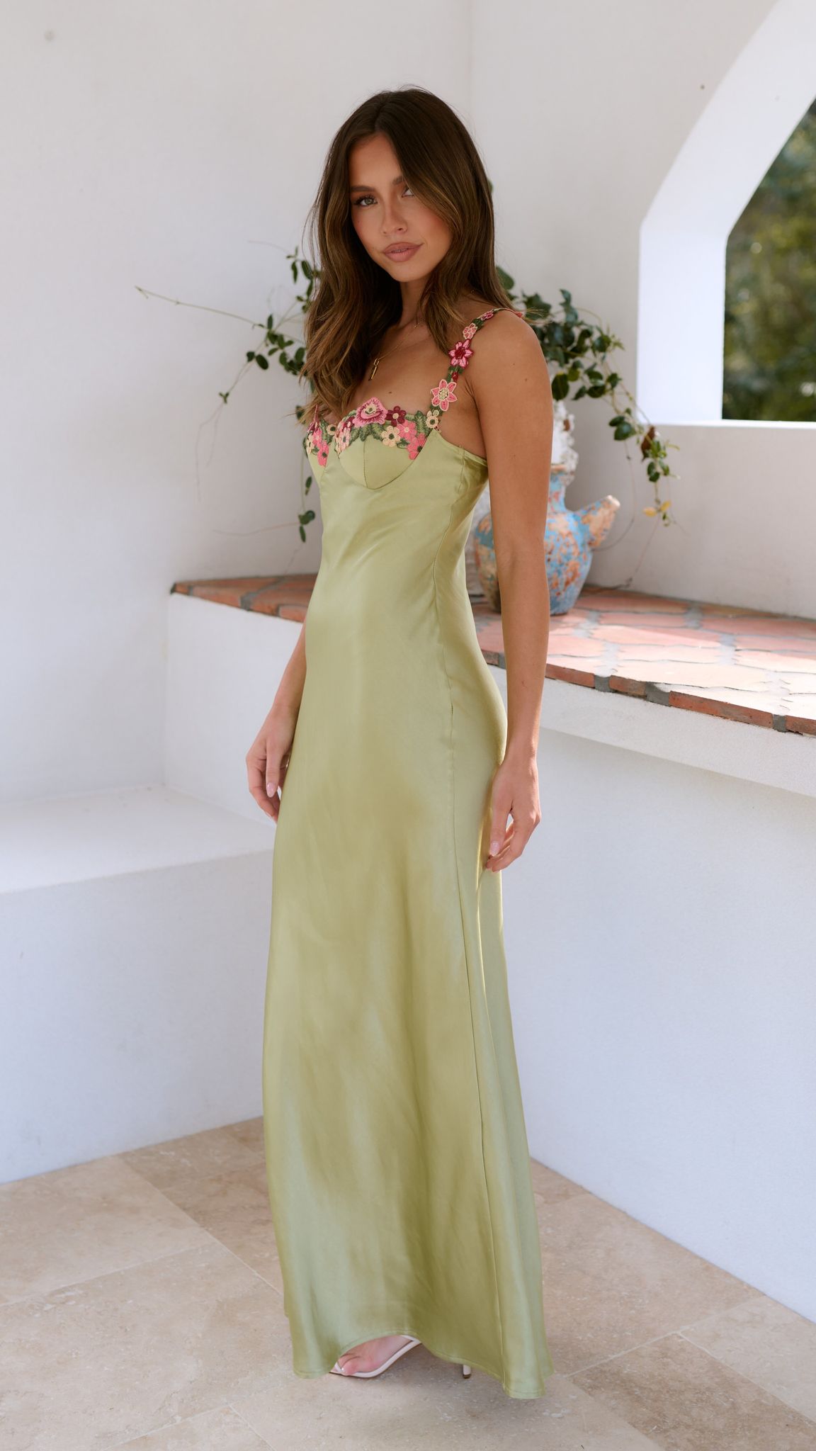 Molly - Women's Floral Straps Slim Maxi Dress