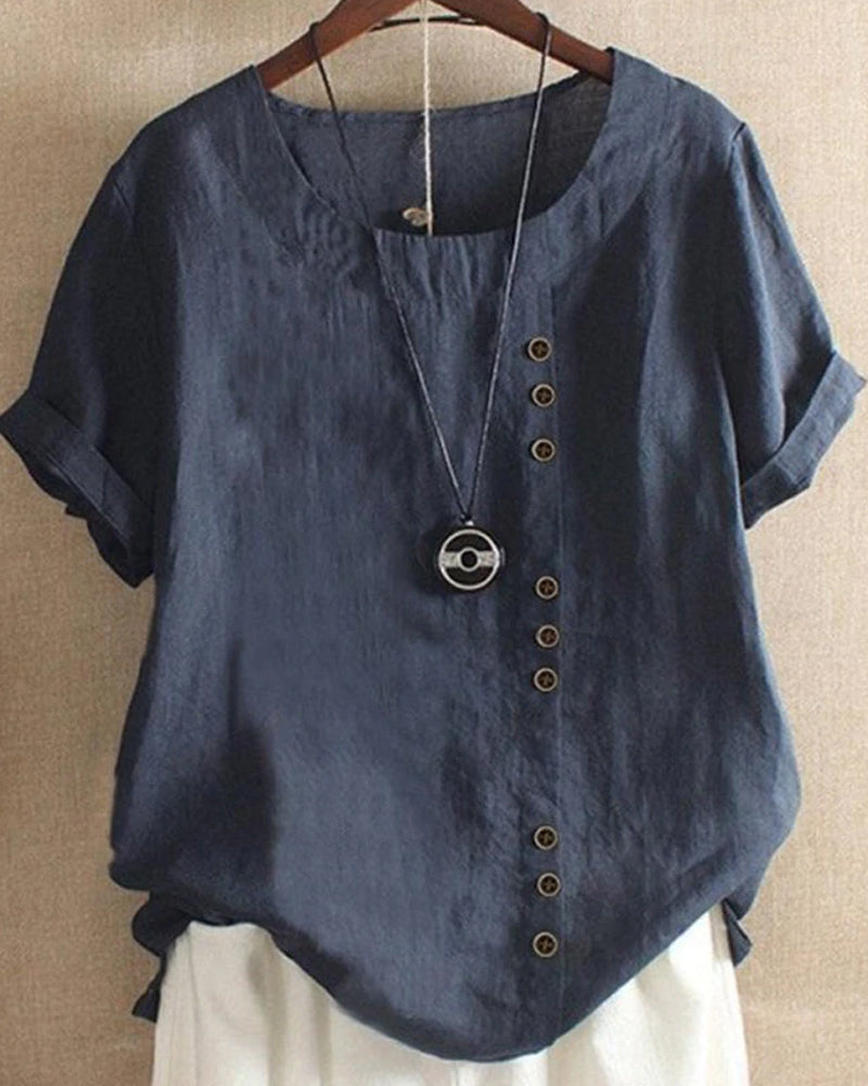 Florence - Women's Summer Casual Blouse with Knopfdetails