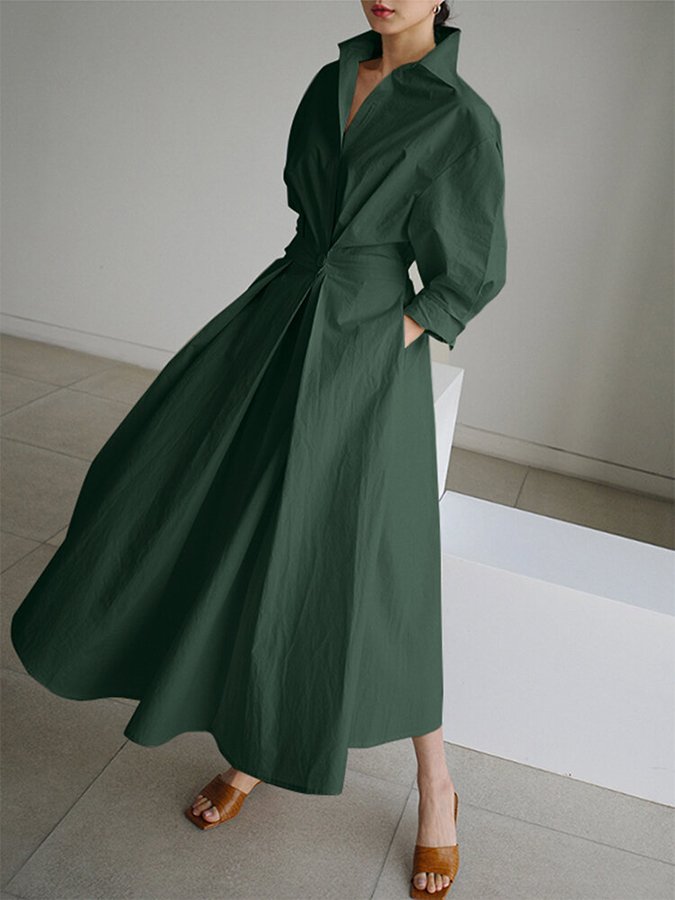 Rachel - Women's Tailliertes Shirt Maxi Dress