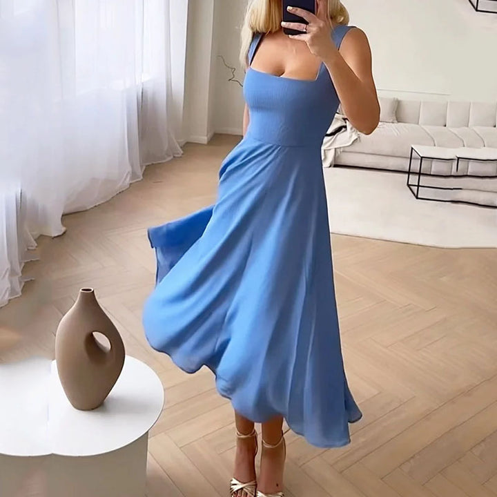 Ella - Women's Wedding Guest Elegant Eckiges Midi Dress