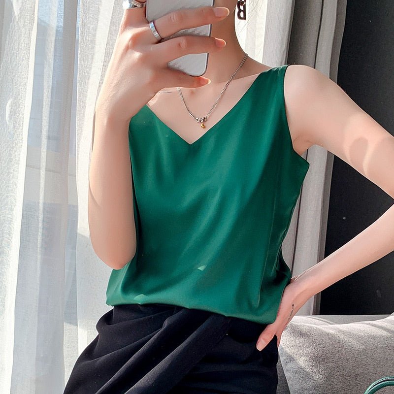 Winifred - Stylish Satin V-Neck Top for Women's