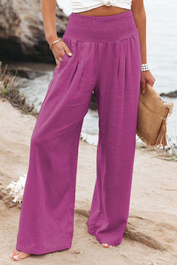 Natalie - Women's High-Waist Trousers with weitem Bein