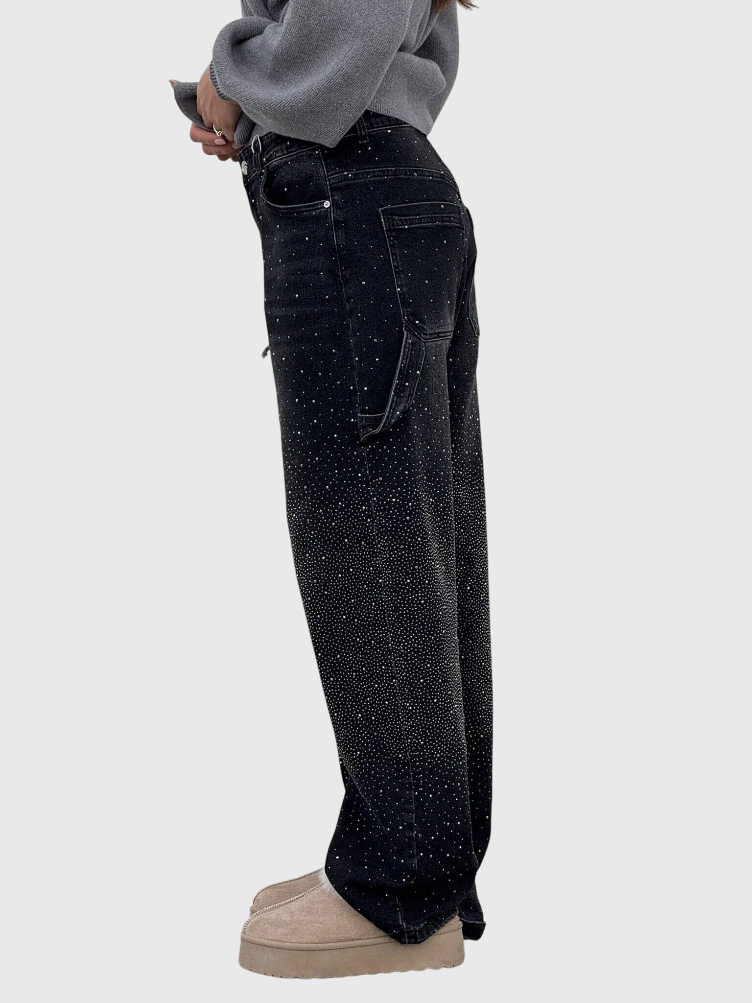 Beth - Women's Glittery Diamant Denim Trousers