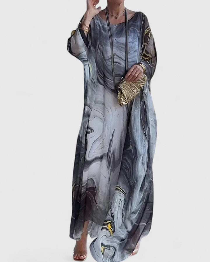 Ruby - Women's Relaxed Fit Maxi Dress with Bat Sleeves