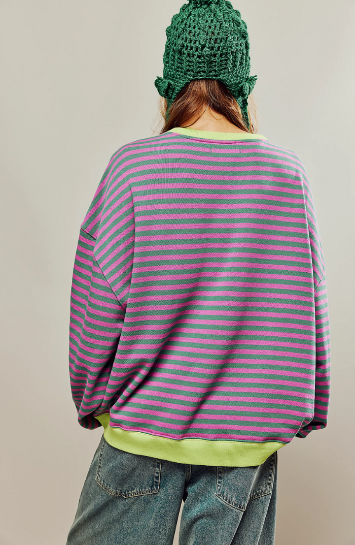 Mia - Women's Striped Round Neck-Sweater for Spring