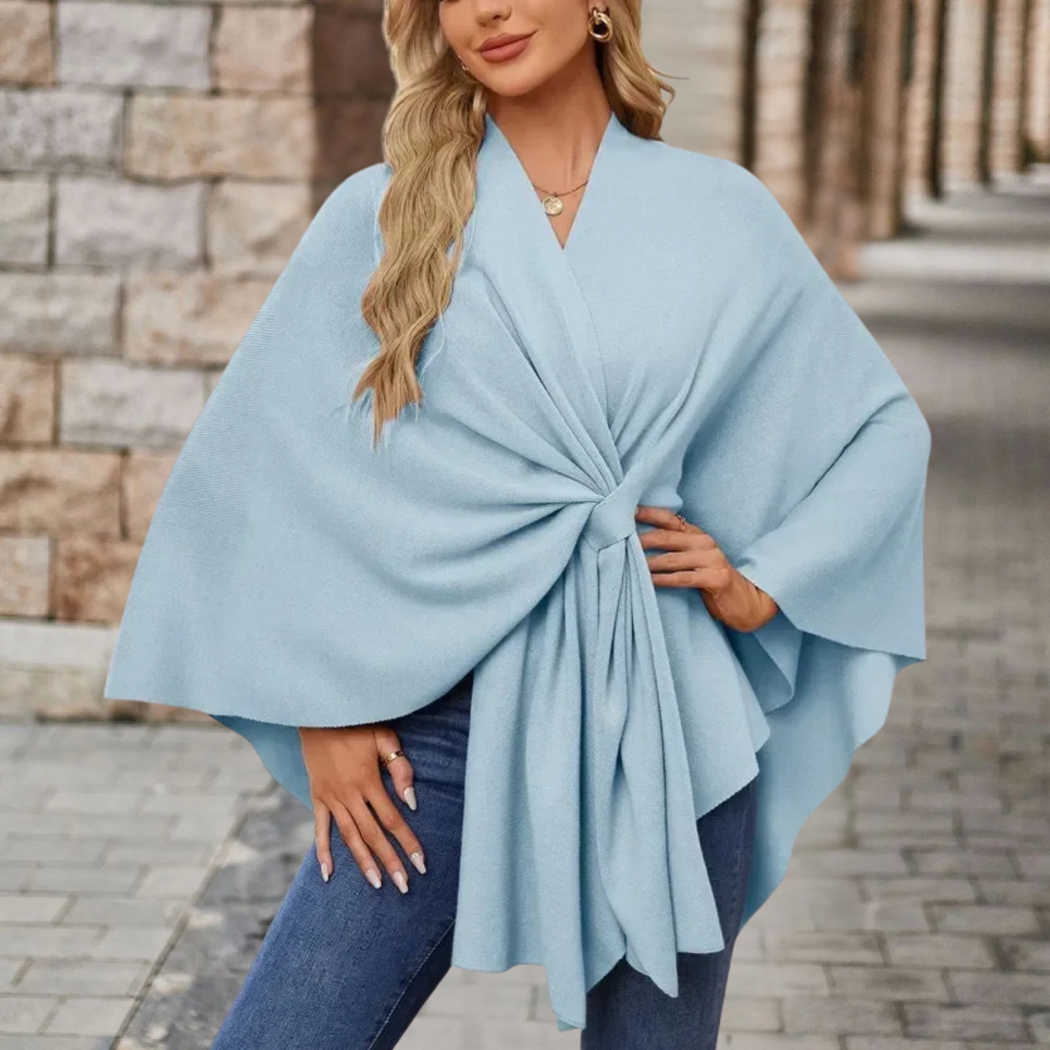 Edith - Women's Top in Cape-Style with Front Knot