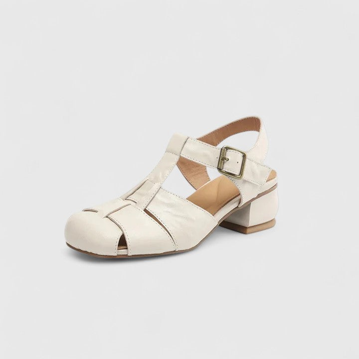 Florence - Women's Vintage-Sandals with Peeptoe and Block Heel