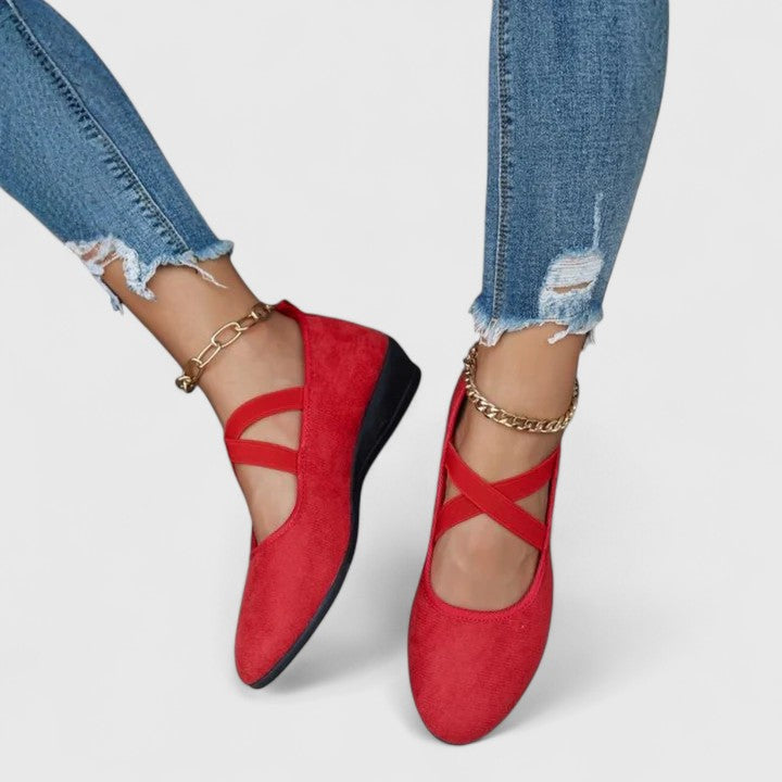 Sandra - Women's Spring Straps Rundzehen Wedge Heel Flats