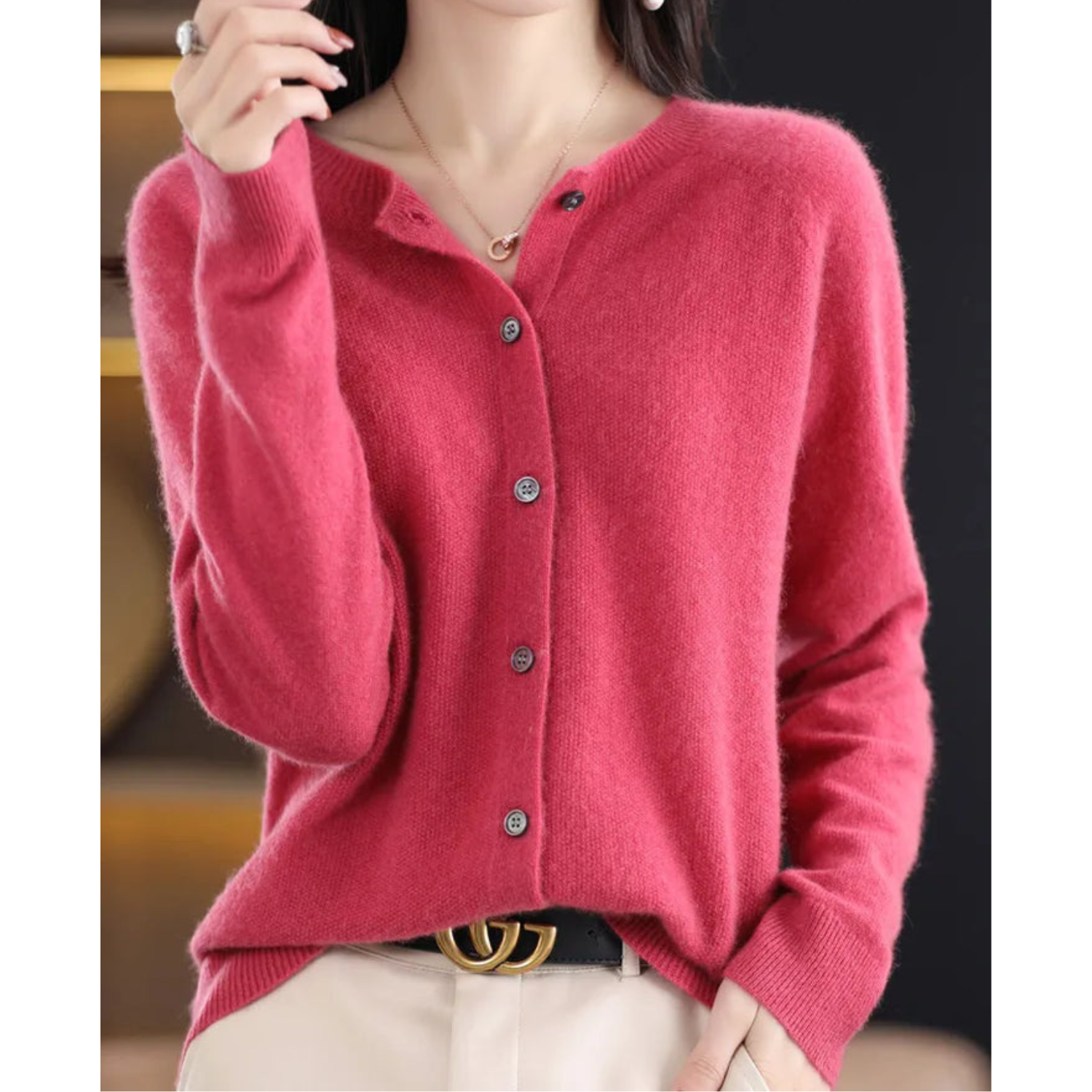 Laura - Women's Cardigan with Classic Button Placket