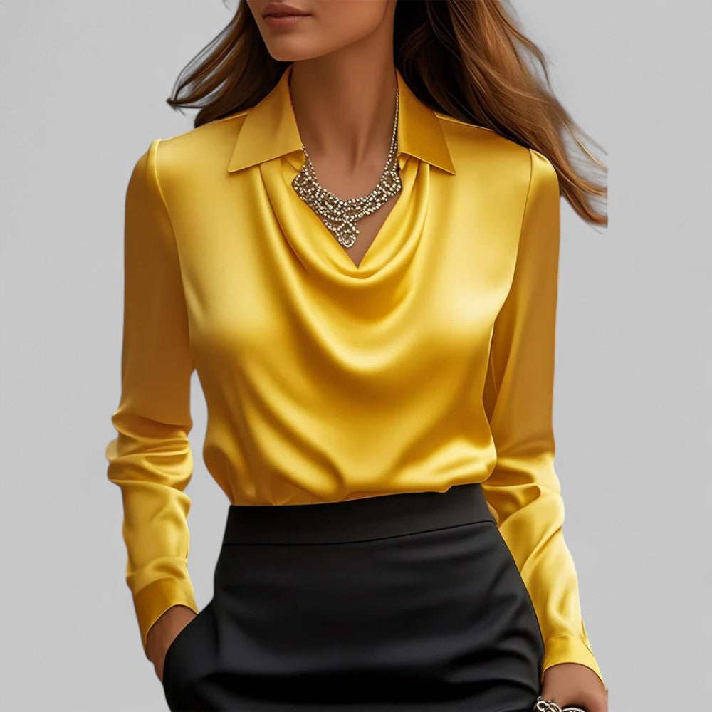 Vera - Elegant Wasserfallausschnitt Satinbluse for Women's