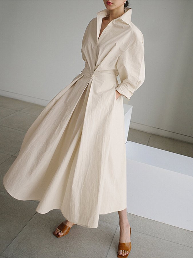 Rachel - Women's Tailliertes Shirt Maxi Dress