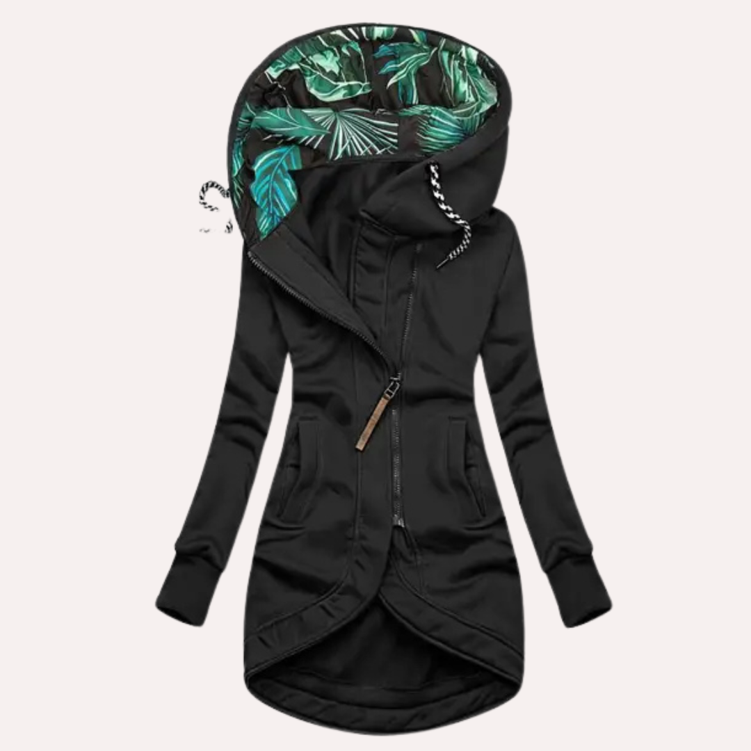 Beth - Women's Casual Hoodie with gemusterter Hood